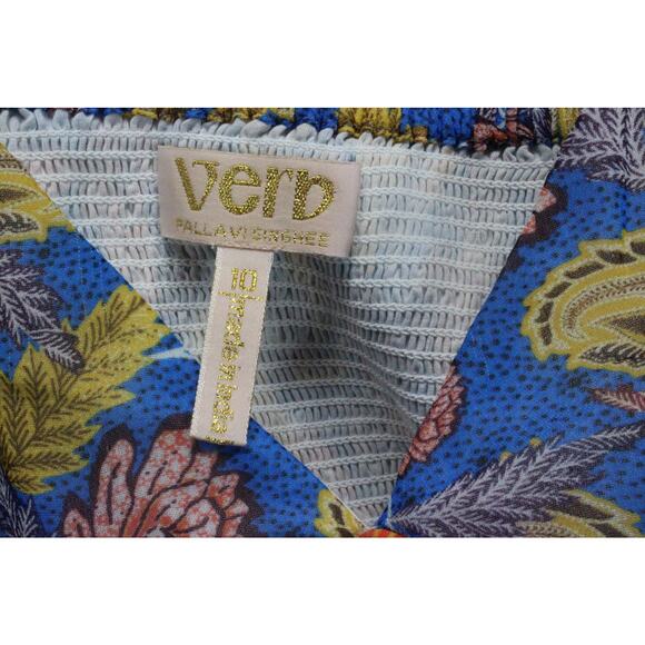 Anthropologie Verb by Pallavi Singhee Vineyard Tiered Midi Dress Blue Size 10 - Picture 4 of 7